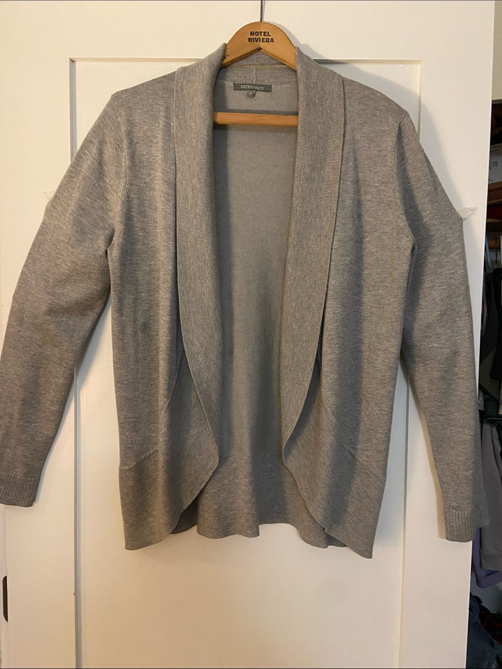 Women's Gray Open-Front Cardigan Sweater